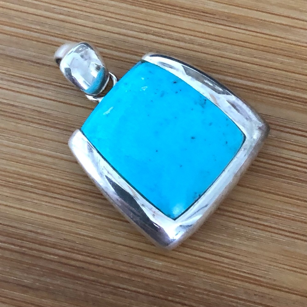 $52  Turquoise Estate Pendant  Sterling Silver  Marked SX 925 Thailand - Picture 3 of 3